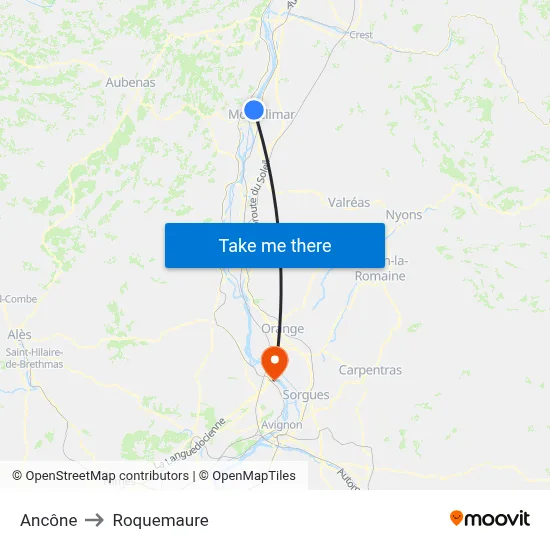 Ancône to Roquemaure map