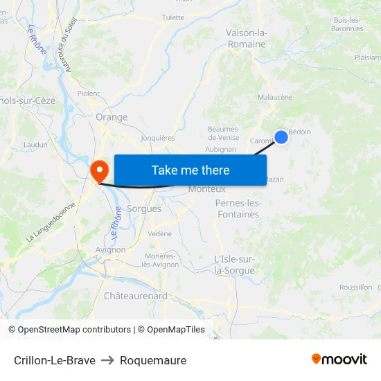 Crillon-Le-Brave to Roquemaure map