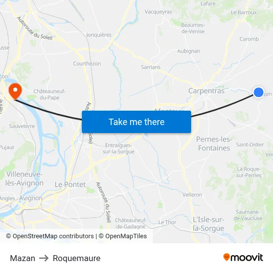 Mazan to Roquemaure map