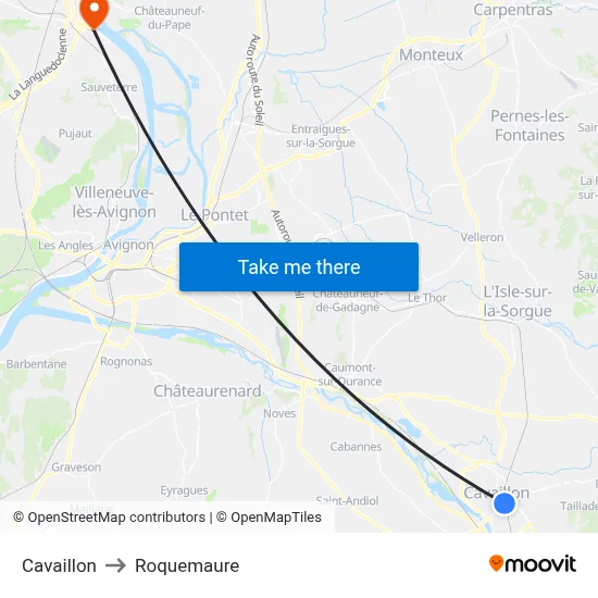Cavaillon to Roquemaure map