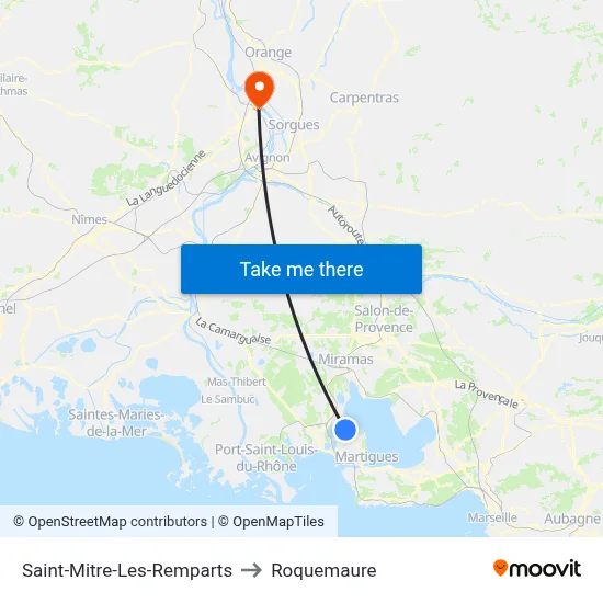 Saint-Mitre-Les-Remparts to Roquemaure map