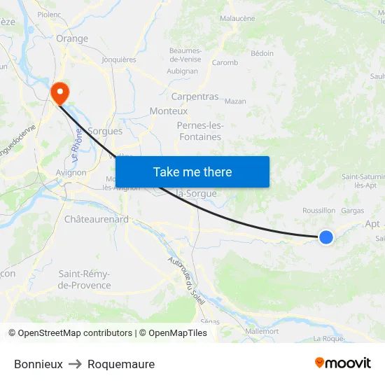 Bonnieux to Roquemaure map