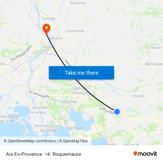 Aix-En-Provence to Roquemaure map