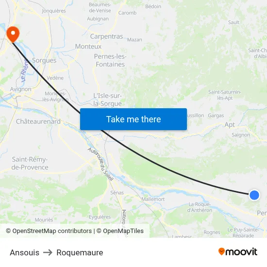 Ansouis to Roquemaure map