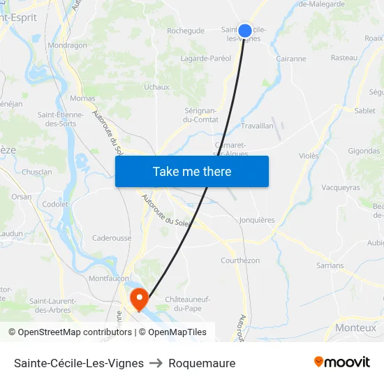 Sainte-Cécile-Les-Vignes to Roquemaure map