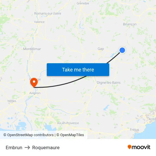 Embrun to Roquemaure map