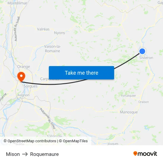 Mison to Roquemaure map