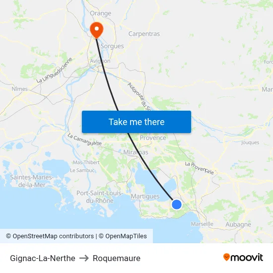 Gignac-La-Nerthe to Roquemaure map