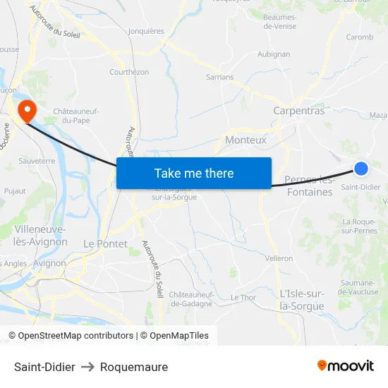 Saint-Didier to Roquemaure map