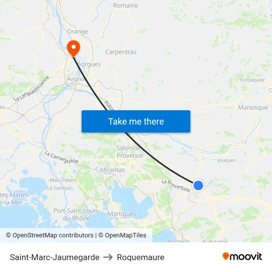 Saint-Marc-Jaumegarde to Roquemaure map
