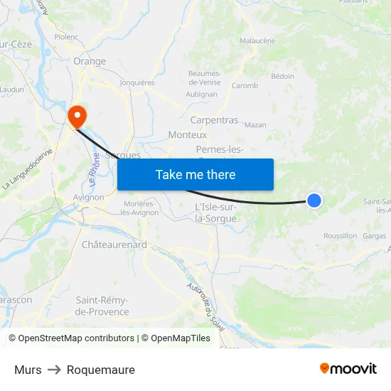 Murs to Roquemaure map