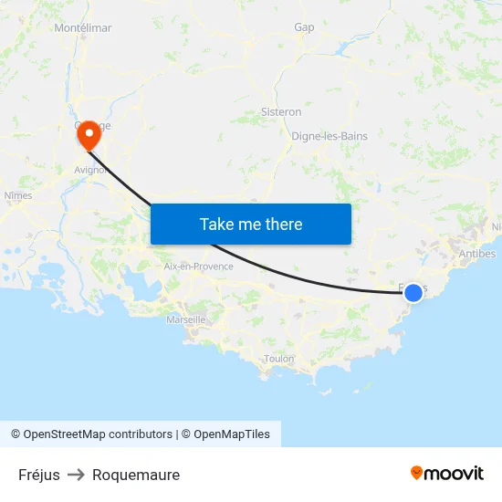 Fréjus to Roquemaure map