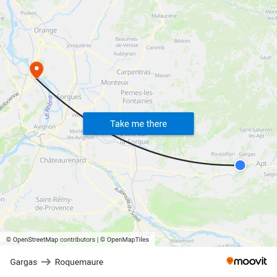 Gargas to Roquemaure map