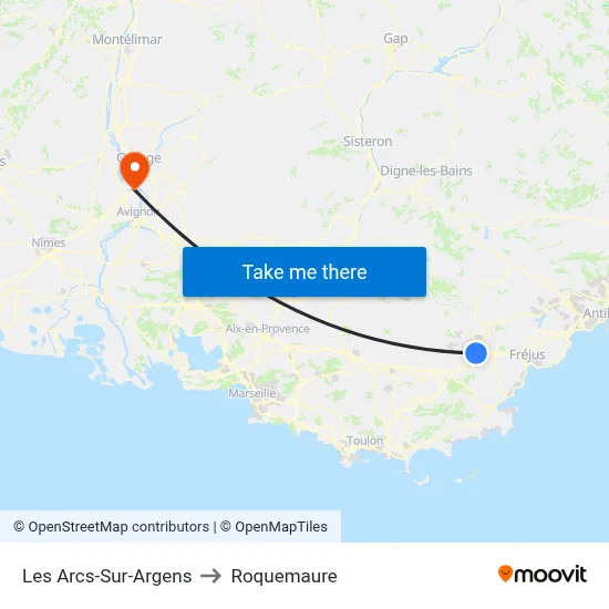 Les Arcs-Sur-Argens to Roquemaure map