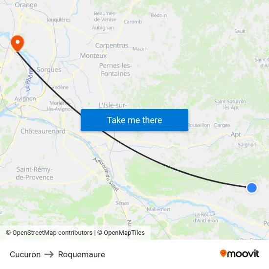 Cucuron to Roquemaure map