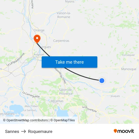 Sannes to Roquemaure map