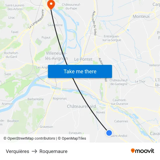 Verquières to Roquemaure map