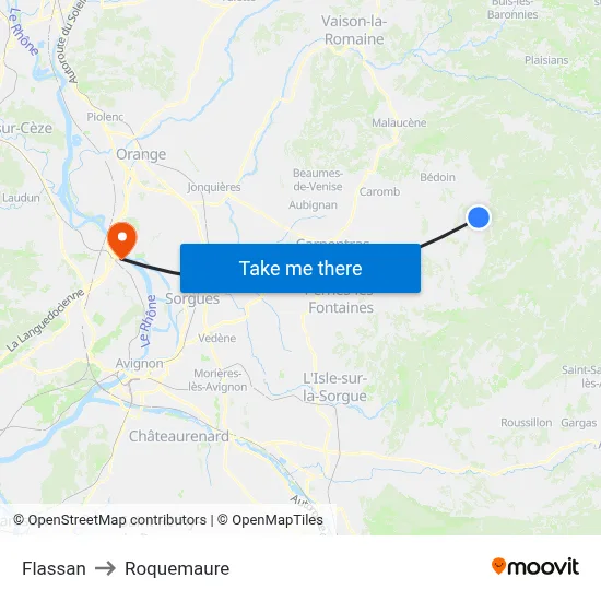 Flassan to Roquemaure map