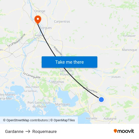 Gardanne to Roquemaure map