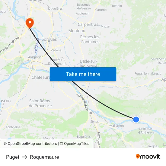 Puget to Roquemaure map
