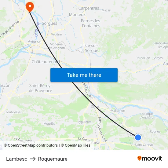 Lambesc to Roquemaure map