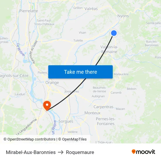 Mirabel-Aux-Baronnies to Roquemaure map