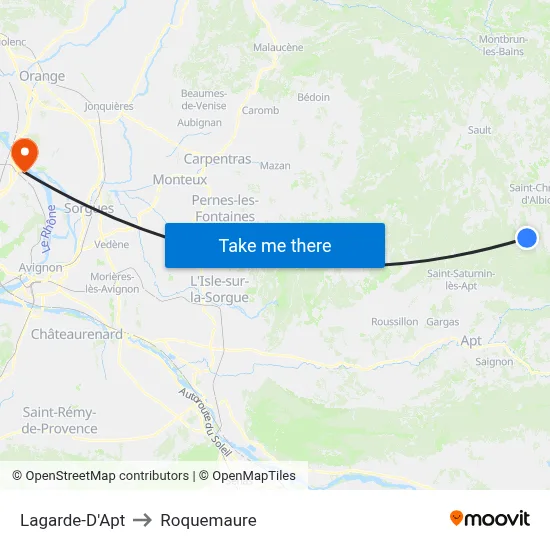 Lagarde-D'Apt to Roquemaure map
