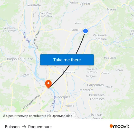 Buisson to Roquemaure map
