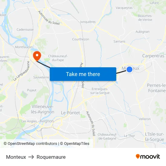 Monteux to Roquemaure map