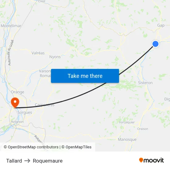 Tallard to Roquemaure map