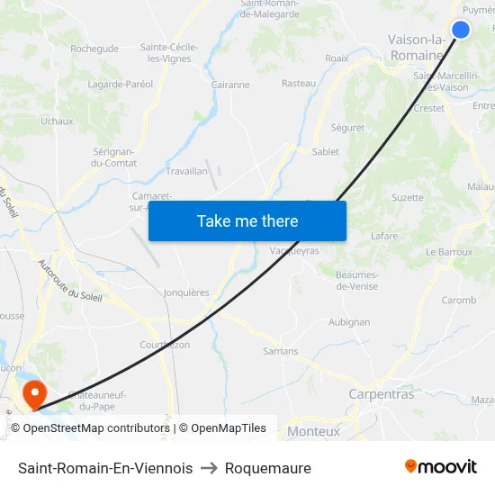 Saint-Romain-En-Viennois to Roquemaure map