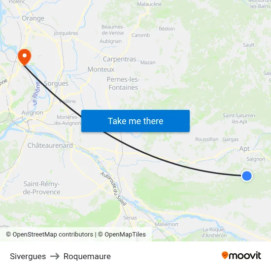 Sivergues to Roquemaure map