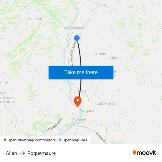 Allan to Roquemaure map