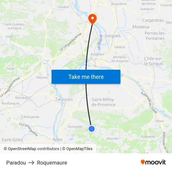 Paradou to Roquemaure map