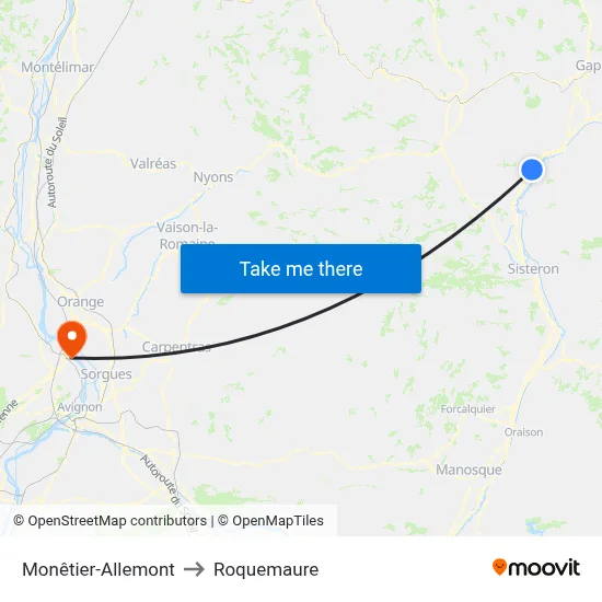 Monêtier-Allemont to Roquemaure map