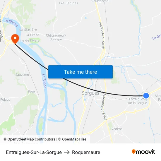 Entraigues-Sur-La-Sorgue to Roquemaure map