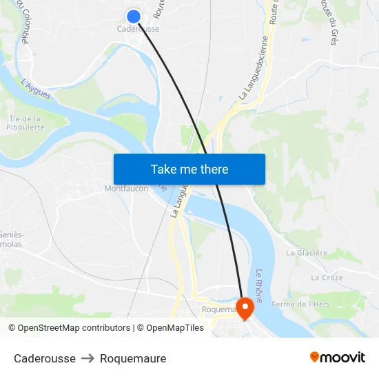 Caderousse to Roquemaure map