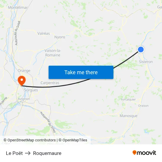 Le Poët to Roquemaure map