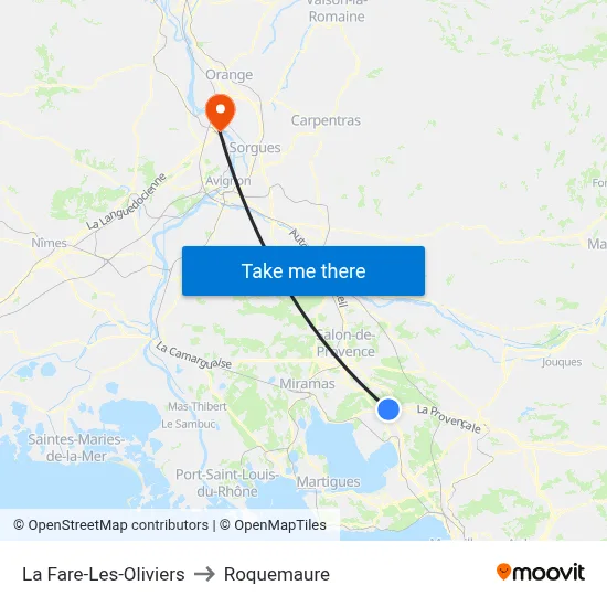 La Fare-Les-Oliviers to Roquemaure map
