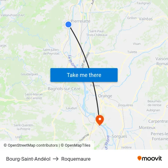Bourg-Saint-Andéol to Roquemaure map