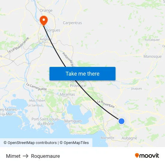 Mimet to Roquemaure map