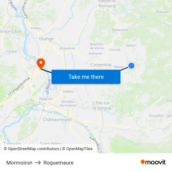 Mormoiron to Roquemaure map