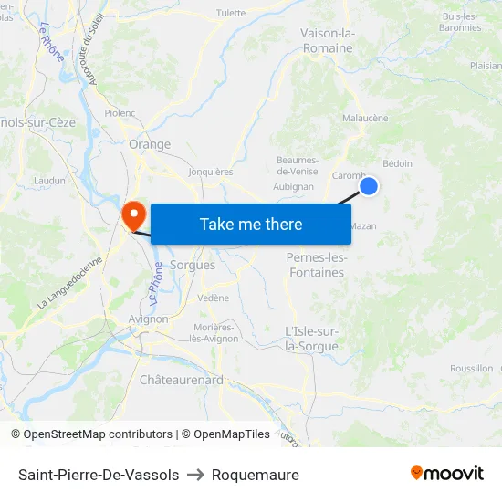 Saint-Pierre-De-Vassols to Roquemaure map
