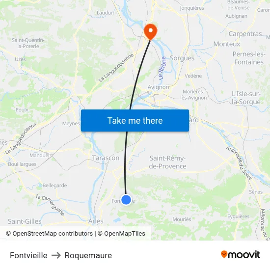 Fontvieille to Roquemaure map