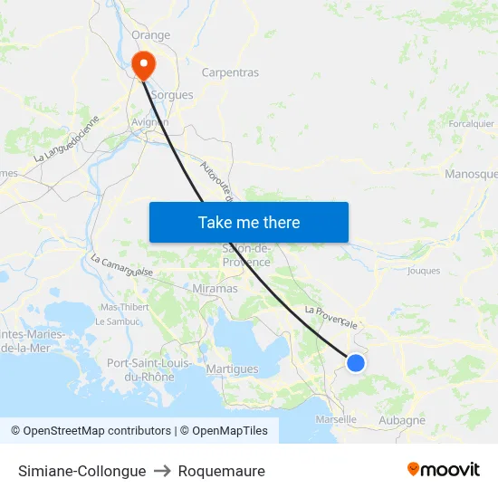 Simiane-Collongue to Roquemaure map