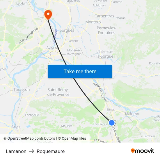 Lamanon to Roquemaure map