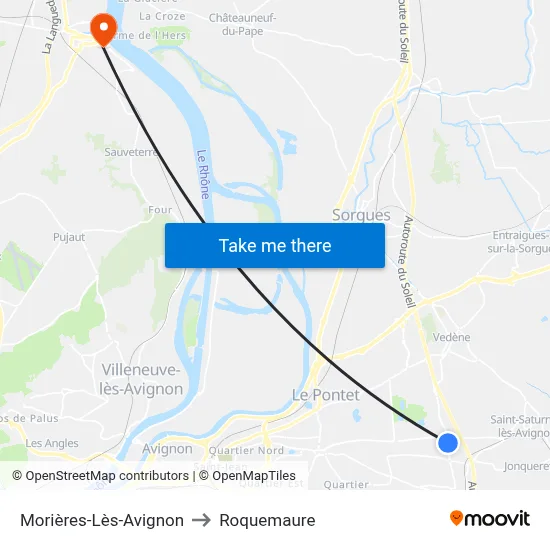 Morières-Lès-Avignon to Roquemaure map