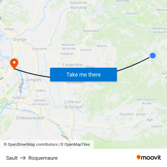 Sault to Roquemaure map