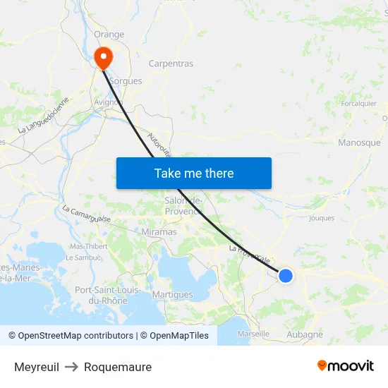Meyreuil to Roquemaure map
