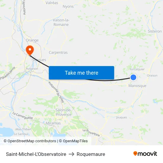 Saint-Michel-L'Observatoire to Roquemaure map